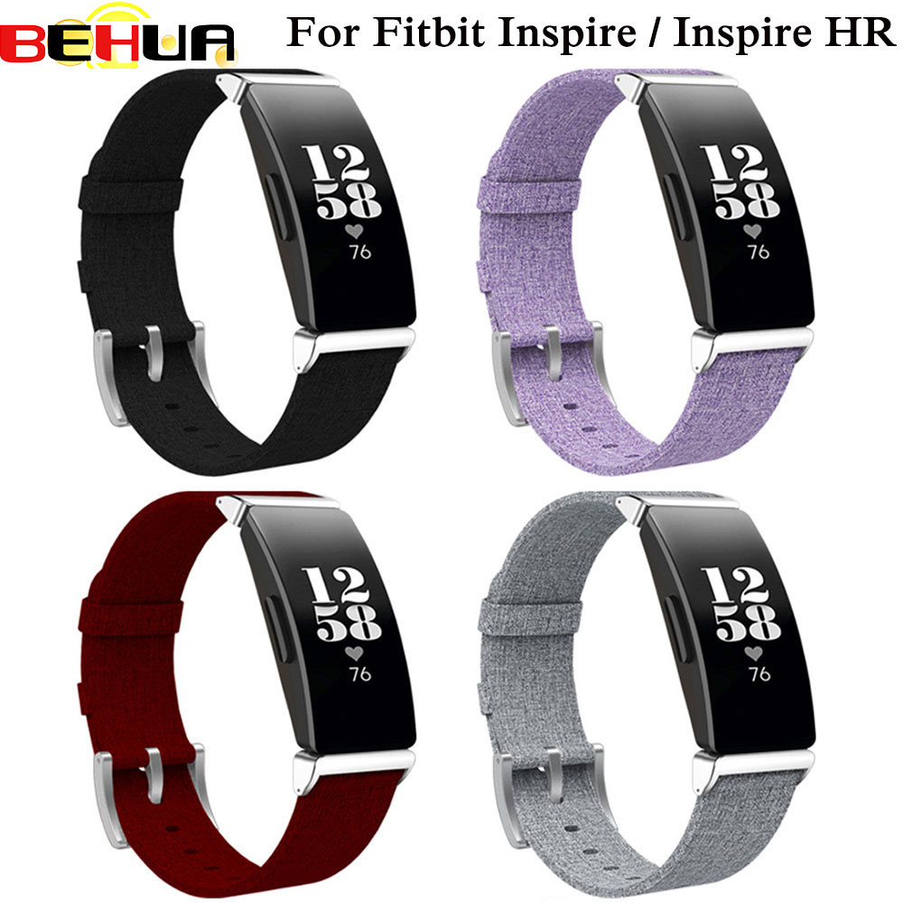 Horloge Bands Voor Fitbit Inspire/Inspire Hr Hart Fitness Tracker Klassieke Canvas Riemen Met Metalen Connector Vervanging Polsband