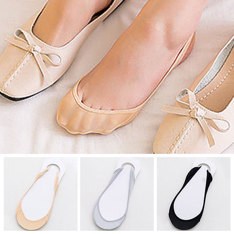 Calcetines invisibles de barco para mujer, medias antideslizantes de silicona para zapatos de tacón alto, medias finas de media palma, 1 par