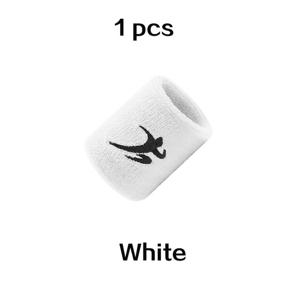 Braccialetti elastici in cotone palestra attrezzi per il Fitness supporto potenza sollevamento pesi impacchi da polso per pallacanestro Tennis Badminton Brace: 1 PCS White