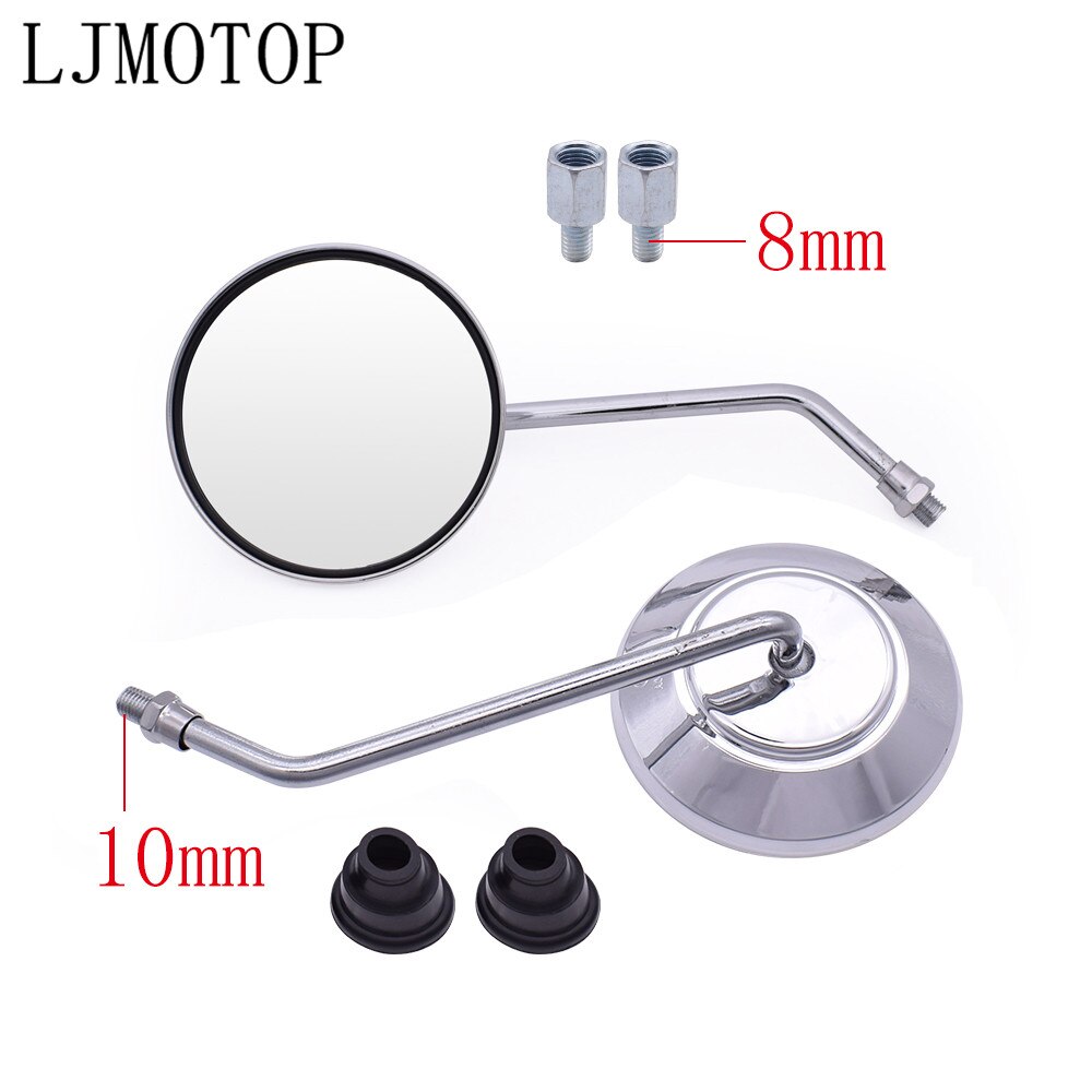 Motorcycle Back View Mirror Electric Bicycle Rearview Mirrors Moped Side Mirror 8mm Round For Kawasaki W800 Cafe KX 65 85: Silver