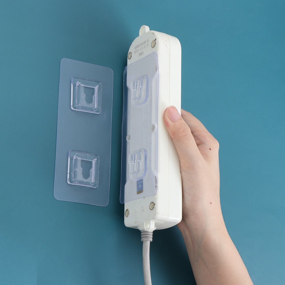 Pvc Geperforeerde Punch-Gratis Wandmontage Socket Router Houder Socket Transparante Opslag Zelfklevende Kabel Home Decor organizer