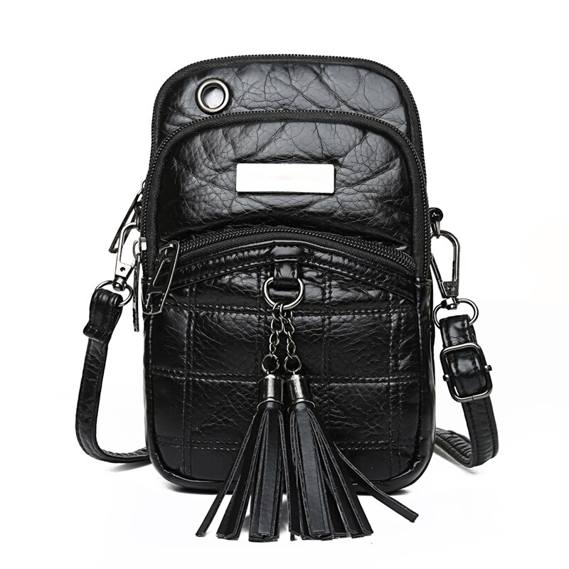Mantis Garnalen Telefoon Schoudertassen Voor Vrouwen Pu Lederen Kwastje Klinknagel Crossbody Tas Voor Meisjes Tas Beroemde Vrouwen tas: Black