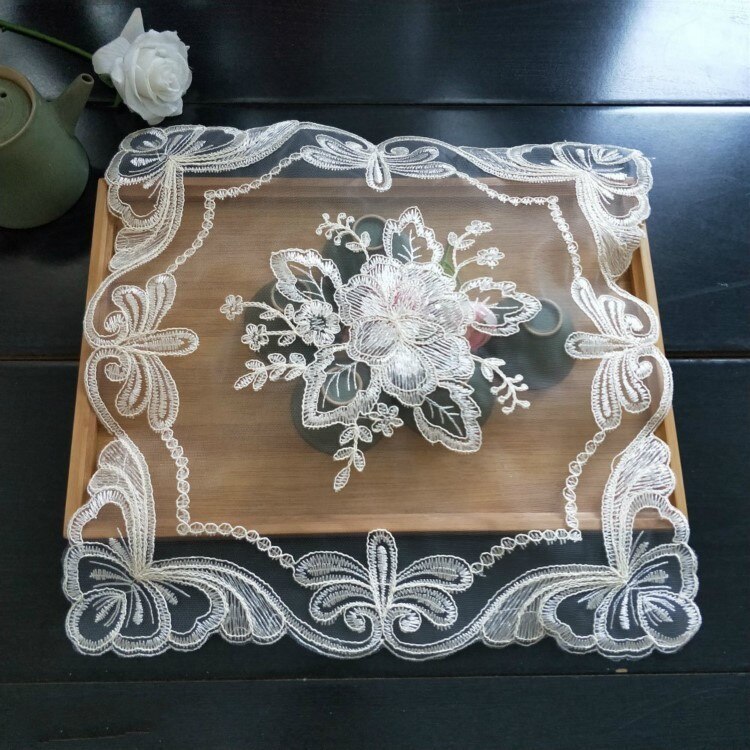Prachtige Europese stijl Coaster Isolatie Stof Placemat Geborduurde Thee Set Fruitschaal Vaas Pad Eetkamer Salontafel Mat: Groen