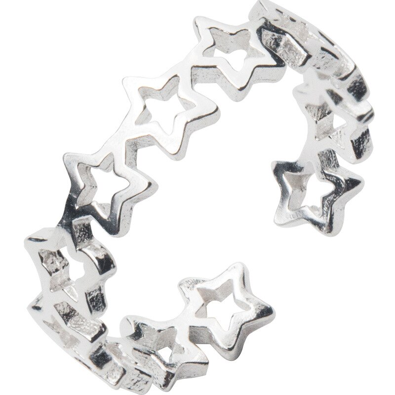 Ryoucute 100% Echt Zilver Kleur Sieraden Mode Eenvoudige Holle Ster Ringen Voor Vrouwen Bijoux Statement Antieke Ring Anillos