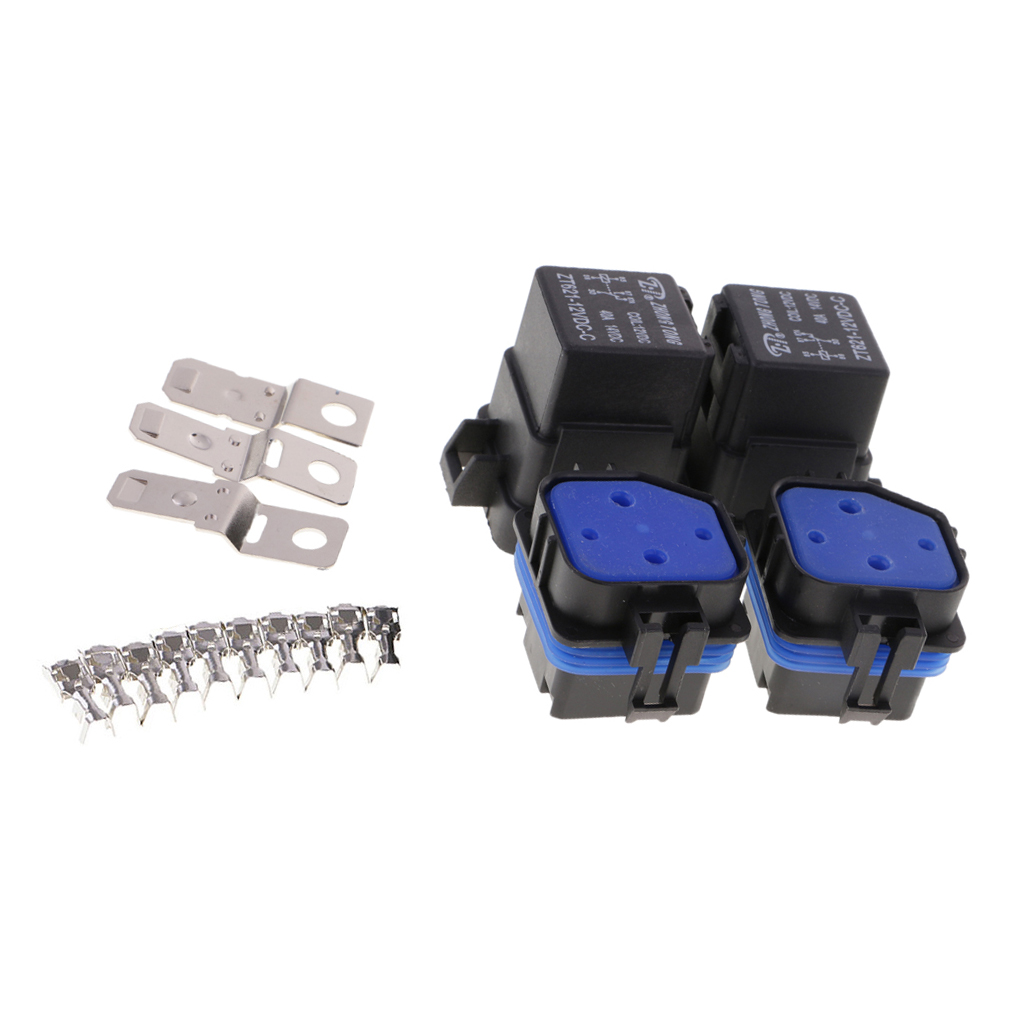 2 Set of Mounting Automotive Motorcycle Boat Relay Base Holder 5 Pin 40A 12V Waterproof Auto Replacement Part 40mm*40mm