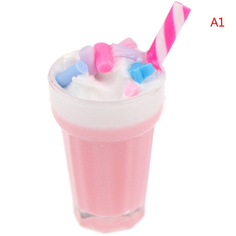 1:12 Dollhouse Miniatuur Scène Model Drinken Pretend Play Simulatie Aardbei Milkshake Poppenhuis Accessoires Kids Speelgoed: A1