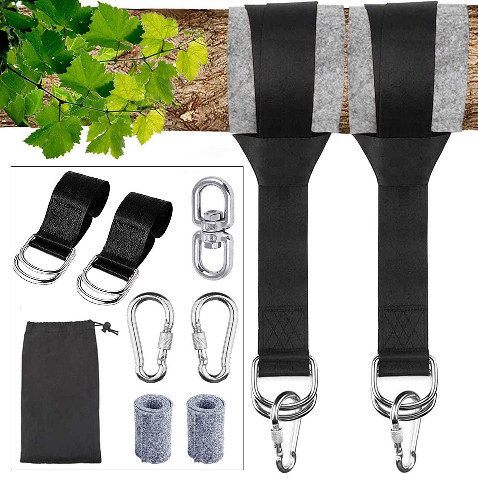 Hammock Swing Chair 360° Hanging Strap Kit Installing Hook Accessories