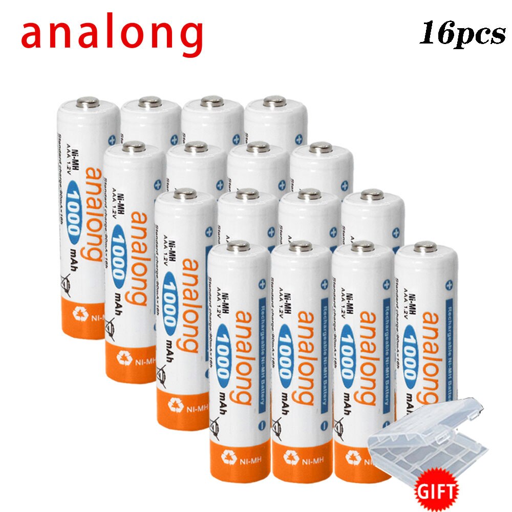 Analong 3A Aaa Oplaadbare Batterij 1000Mah 1.2V Aaa Nimh Oplaadbare Batterijen Bateria Bateris 3A Batterij: 16 pcs battery