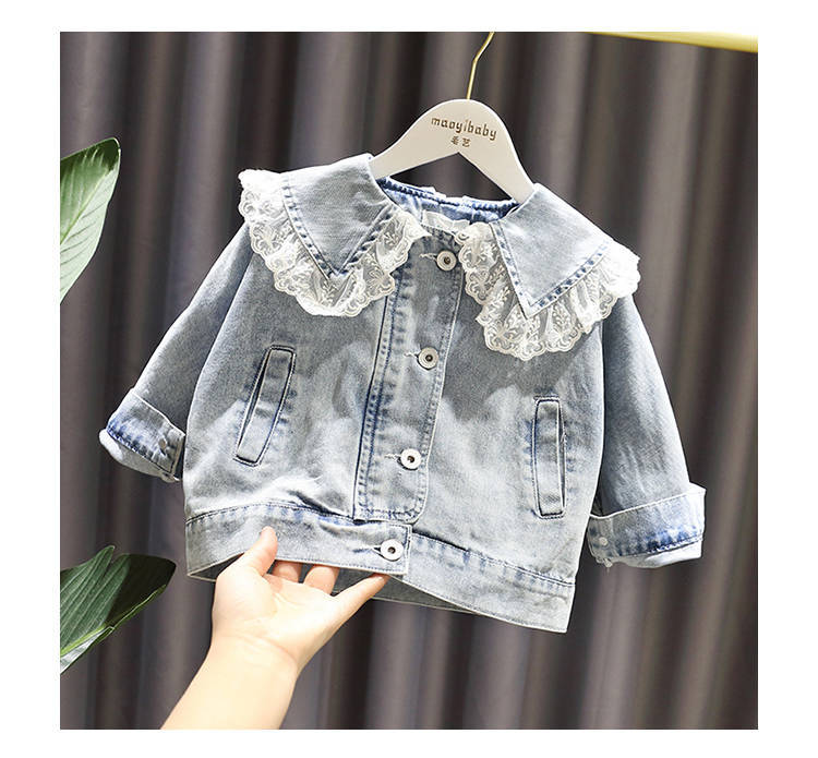 Giacca di jeans per ragazze primavera autunno cappotto per bambini top neonato giacca di pizzo allentato per bambini giacca a vento Casual per bambini 6M 9M 3T 5T 7T