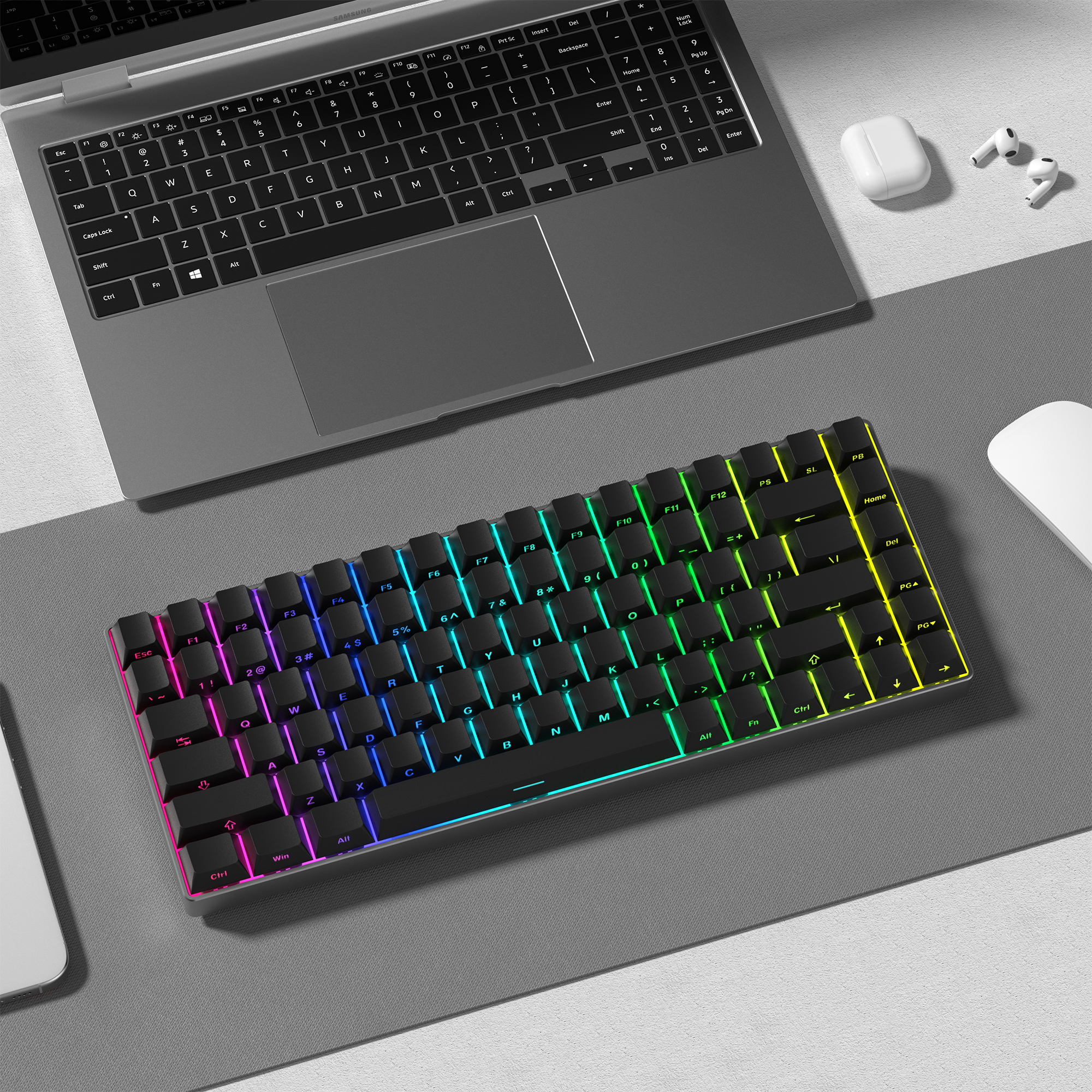 123 Keys Black PBT Keycap Backlit Side Print Double Shot Cherry Profile Key caps for MX Switches Mechanical Gaming Keyboard