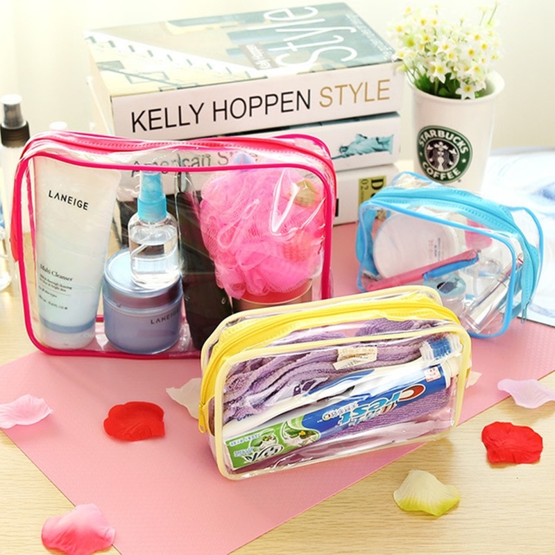 Colourful Portable zipper Bag PVC Transparent Cosmetic Bag Toiletry Wash Make Up Bag Pouch Travel Necessarie Organizer Bag H134