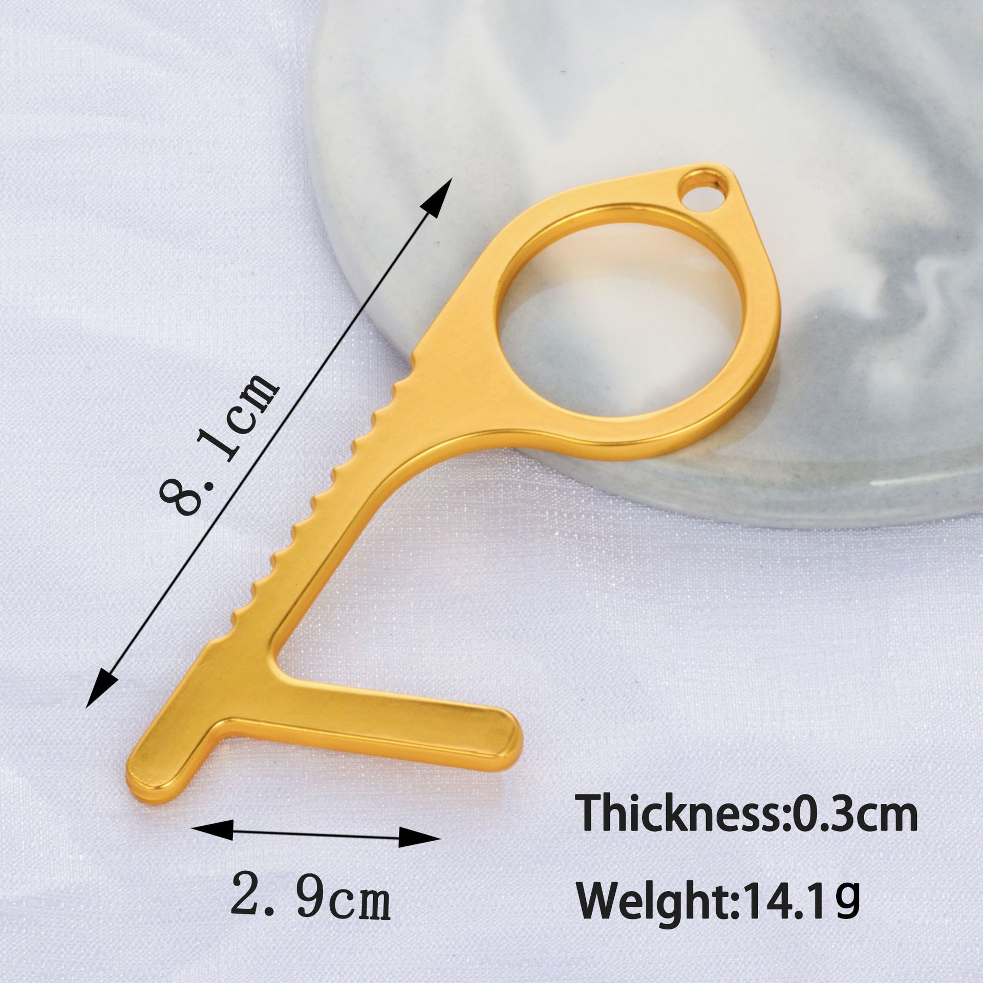 Anti-Contact Keychain Hygiene Hand Epidemic Prevention Anti-Touch Keychain Isolation Keychain EDC Door Opener: Ysk02 Gold Zinc Alloy
