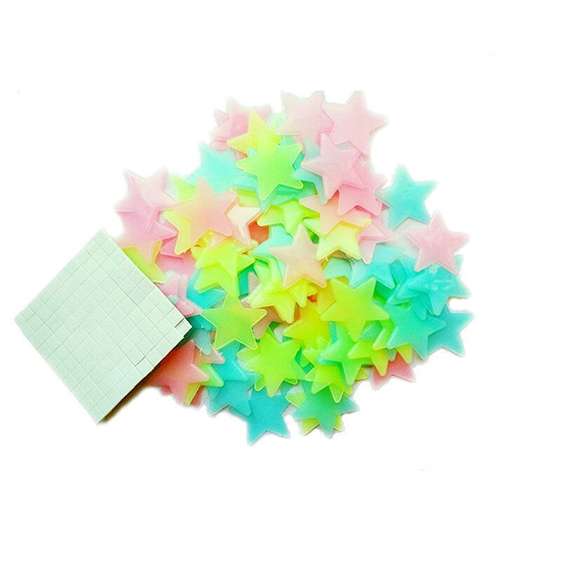 50Pcs Pentagram Lichtgevende 3D Muursticker Ster Lichtgevende Patch Fluorescerende Lichtgevende Muursticker Glow In The Dark Sterren Decals