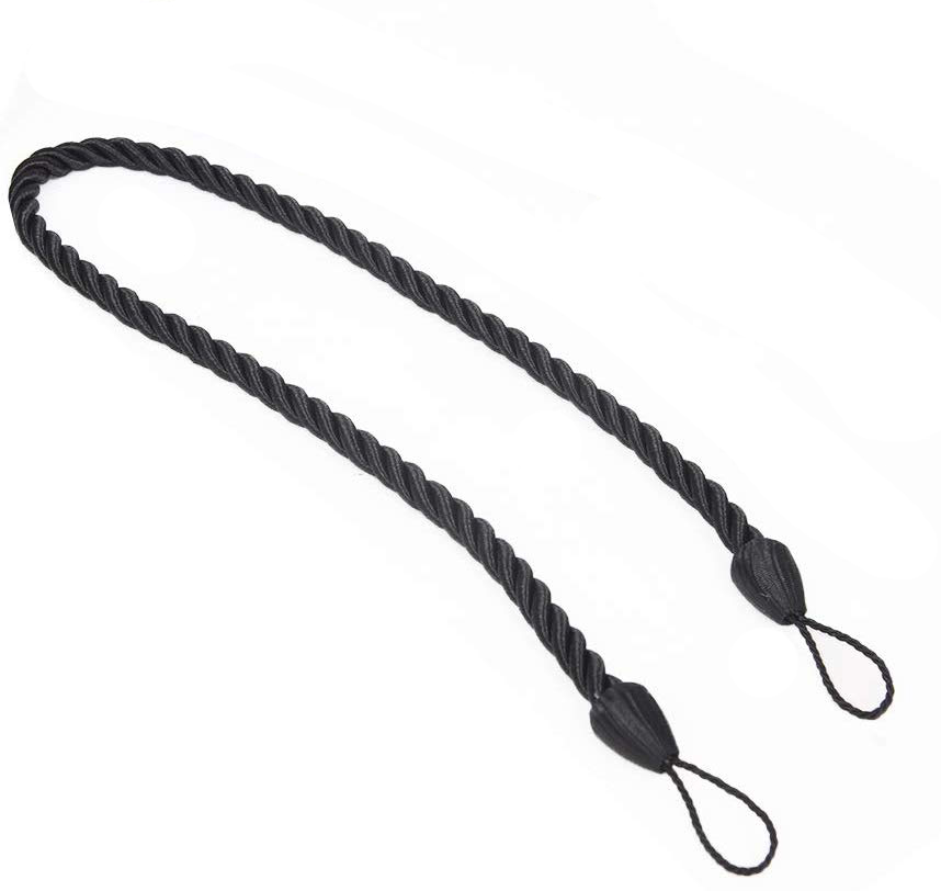 NICETOWN 1pc Curtains Buckles Tie Rope Solid Color Tieback Holder Clips Rope Home Decor Curtain Decorative Accessories: Black