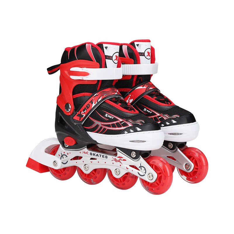 Kinderen Inline Skates Rolschaatsen Rollen Outdoor Beginner 4 Wielen Abec-5 Met Staart Brake Jongens Meisjes Unisex Wielen Schoenen: red full flash / l size 38-41
