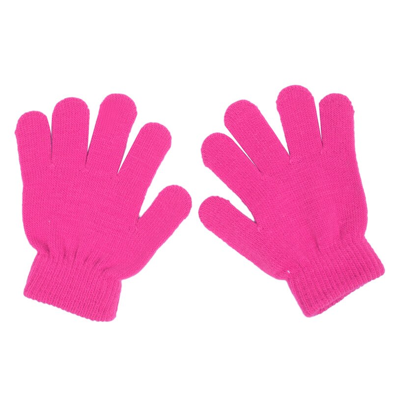 Guantes de invierno bonitos para bebés y niñas, guantes elásticos de punto de dedo de Color sólido: PK