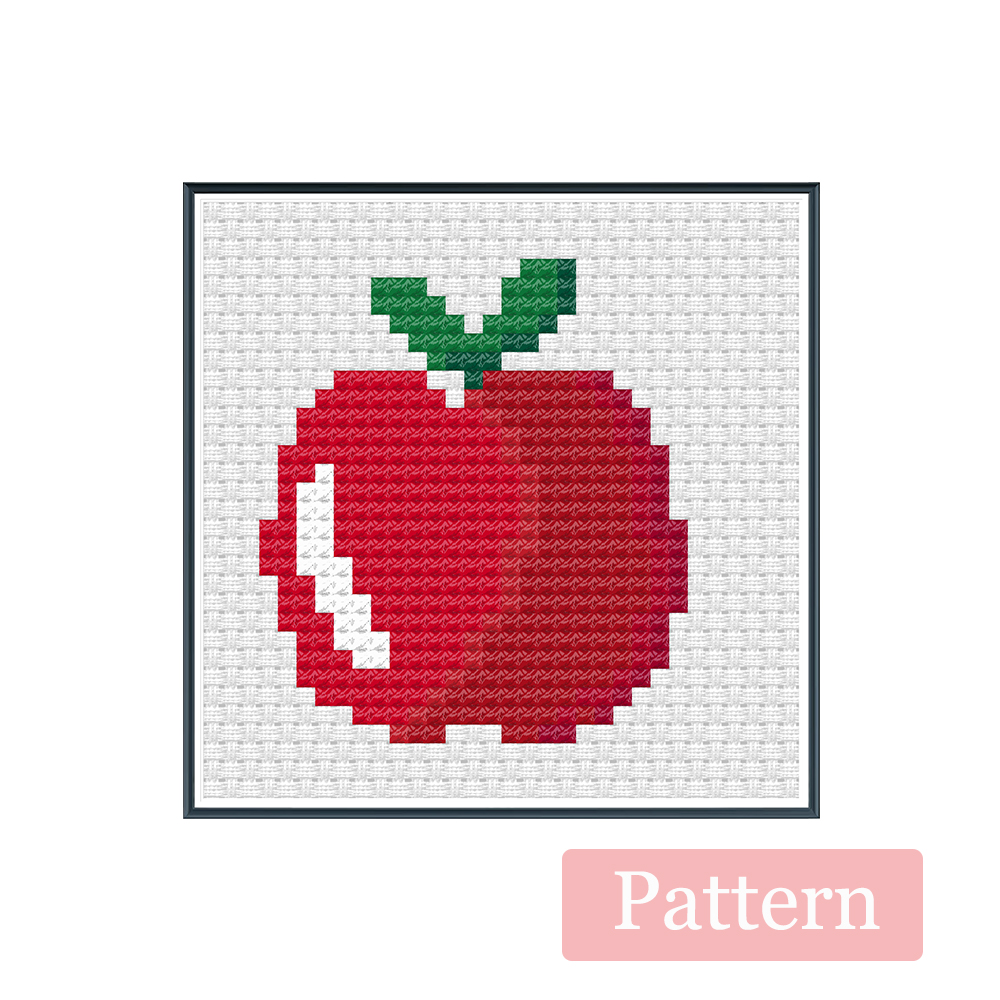 Cute Apple Cross Stitch Pattern Chart DMC Symbol Color Chart: Default Title