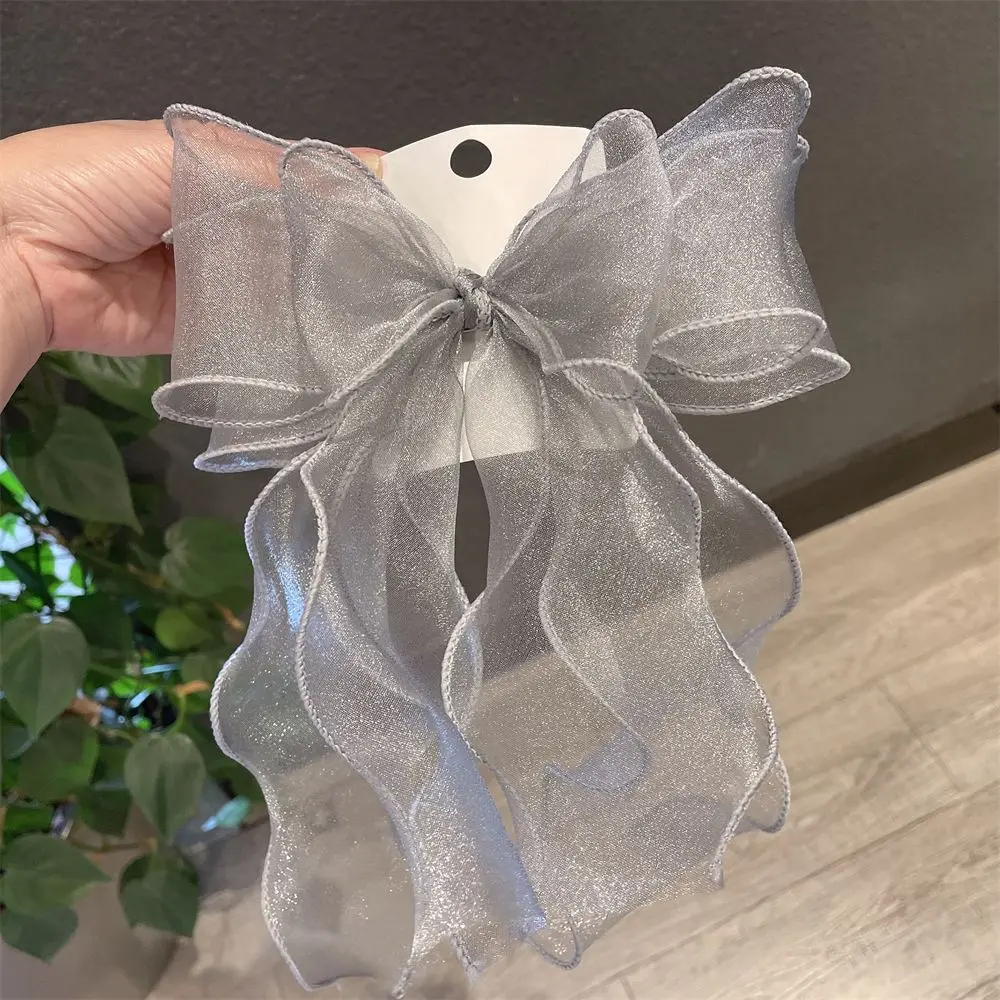 Presilha de cabelo de princesa coreana, grampo de cabelo multicamadas com laço de fita, grampos de cabelo para mulheres, acessórios de cabelo para meninas