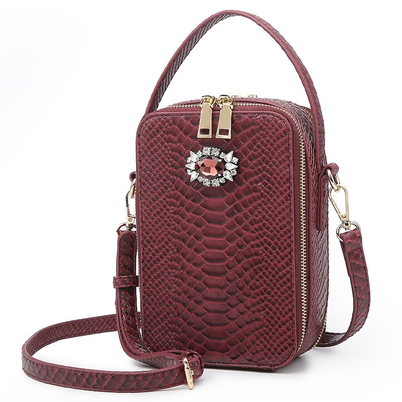 Box Bags Crystal Decoration Python Bag Snake Pattern Women Shoulder Handbag Bags