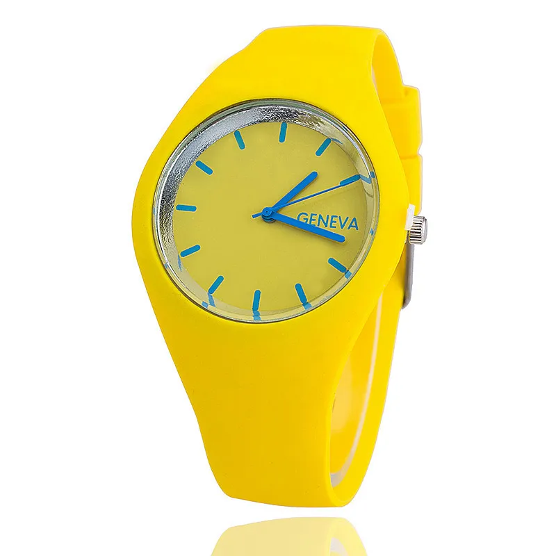 Men watch Women Cream Color Ultra-thin Silicone Strap Leisure Watch Geneva Wristwatch Women's Jelly Watches: black