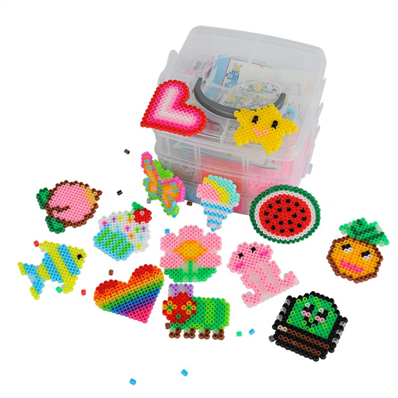 Jinletong 9600 Stuks Hama Kralen 5Mm Set Zekering Kralen 12 Kleuren Met Pegboards En Sjablonen, Pincet, strijken Papier Puzzels Voor Kinderen