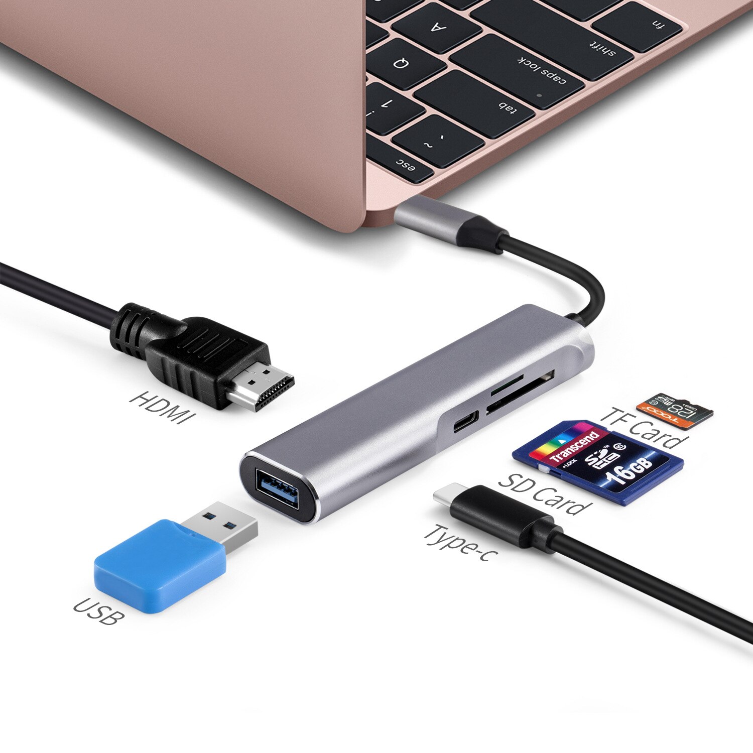 Usb type c usb-c hub til hdmi 4k usb 3.0 tf sd kortlæser thunderbolt 3 dex mode adapter til macbook air pro samsung  s8 s9