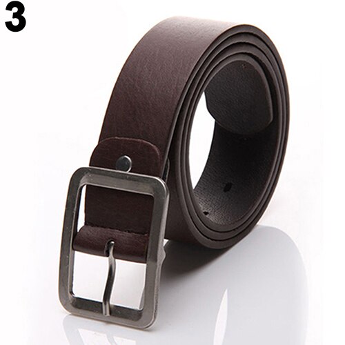 man belt Men's Solid Color Faux Leather Buckle Waist Strap Business Casual Belt for men ремень мужской поясок для платья: Coffee