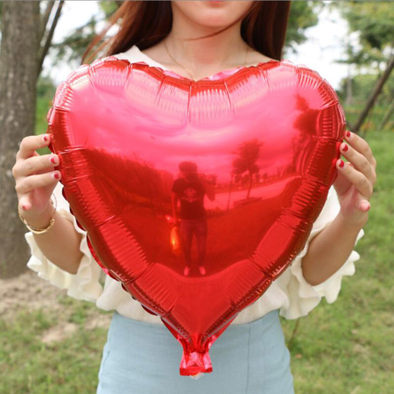 Globos románticos de boda de 18 pulgadas con forma de corazón, globo de aluminio, decoración boda inflable, de cumpleaños, globo de helio