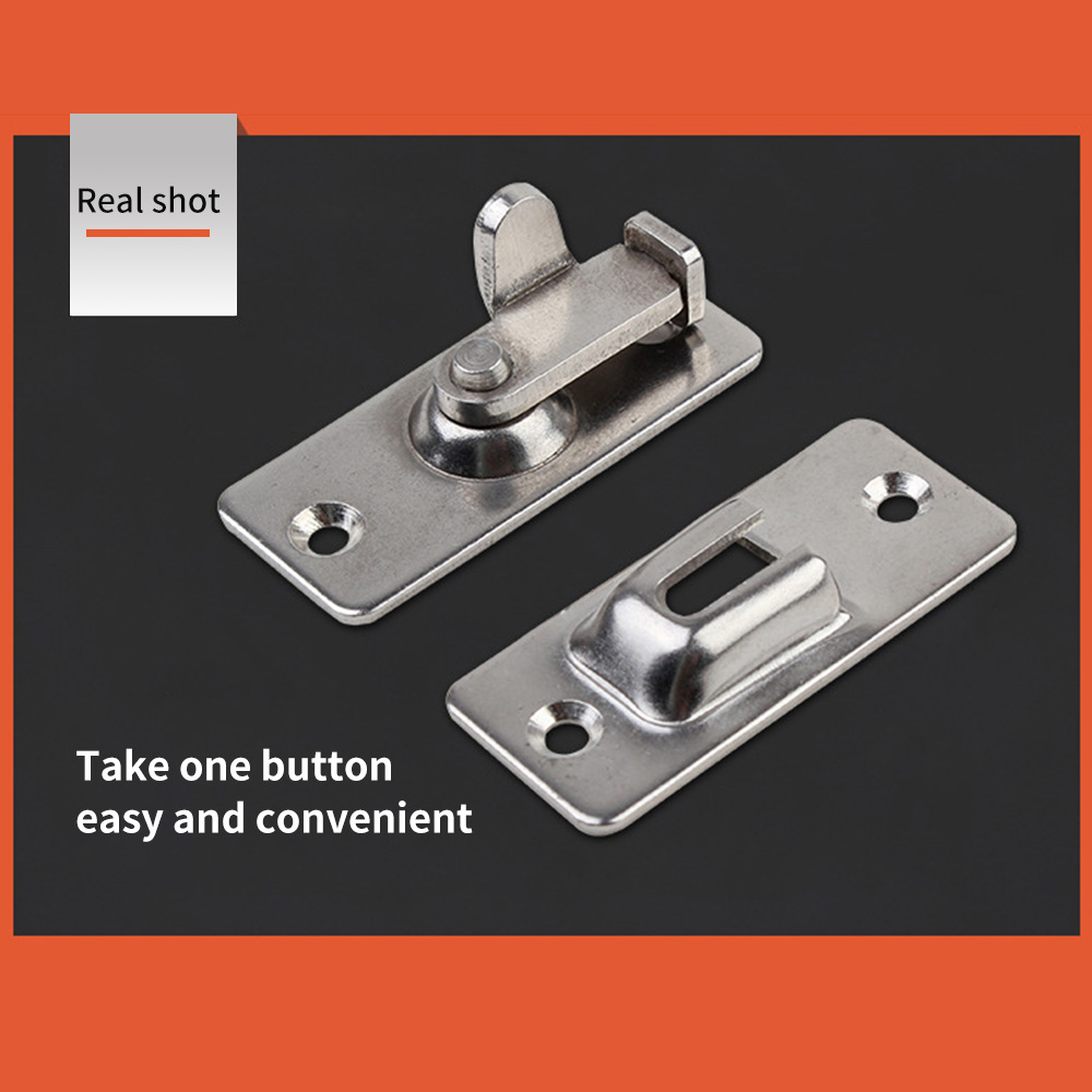 90 Degree Cabinet Home Door Lock Latch Clasp Security Tools Button Stainless Steel Sliding Chain Hotel Shift Push Pull
