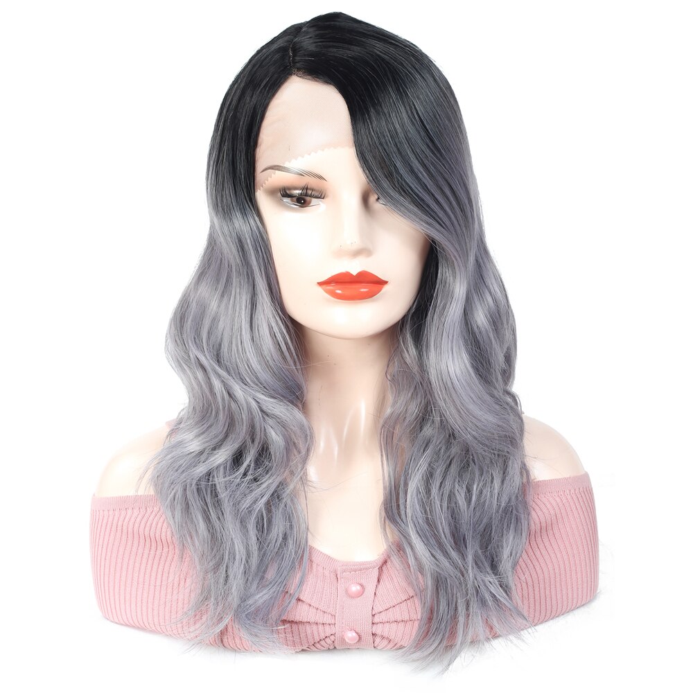X-TRESS Medium Length Synthetic Wave Black Lace Front Wigs with Natural Hairline Heat Resistant Party Wigs for White Women: R3231