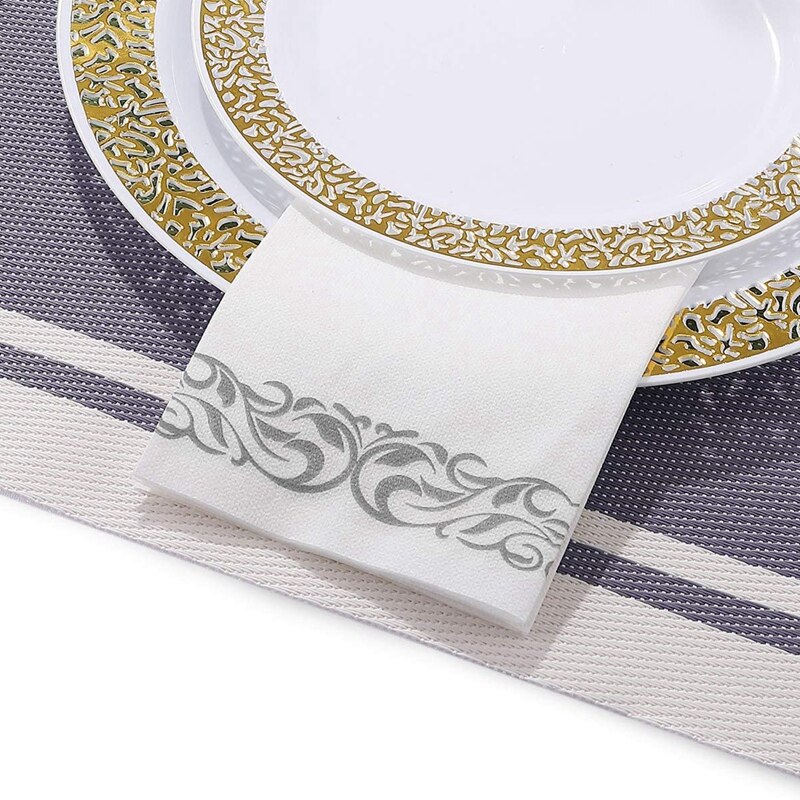 Servilletas de mano desechables de lino suave y absorbente de 250 Uds. Para cocina, fiestas, bodas (50 Uds./paquete)