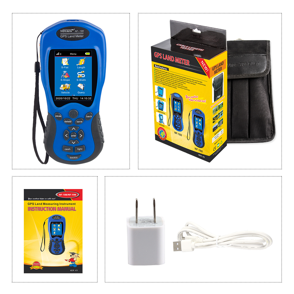 NOYAFA NF-198 GPS Mu Meter Onderzoeksapparatuur Landmeterapparaat voor landmeet- en kaartgebied Meetinstrument op boerderijen