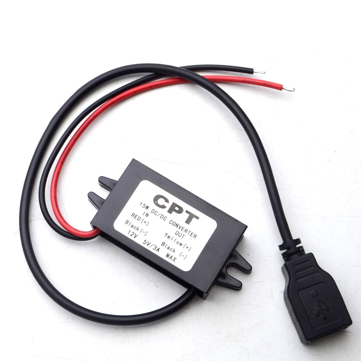 Convertidor de potencia de coche de DC-DC de 12V a 5V, 3a y 15W, Micro Mini USB, fuente de alimentación de reducción de voltaje, adaptador de salida, protección automática de bajo calor: Single USB