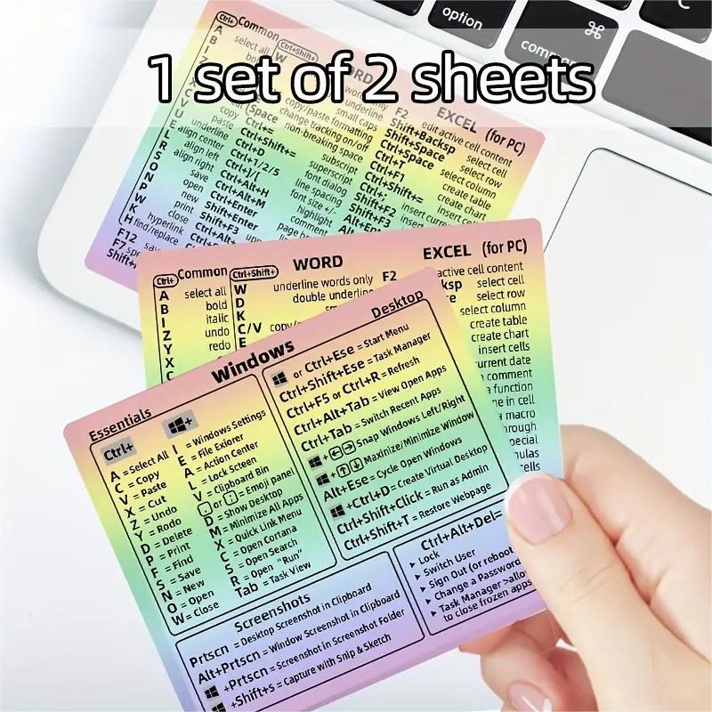 Windows + Word/Excel Quick Reference Guide Keyboard Shortcut Stickers, Laptop Keyboard Shortcuts Stickerss No-Residue Vinyl