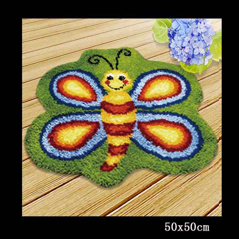 DIY juego de aguja de lengüeta cojín de alfombra tapiz bordado hágalo usted mismo pestillo gancho Smyrna botón cojín animales equipo de colchoneta de costura: Orange