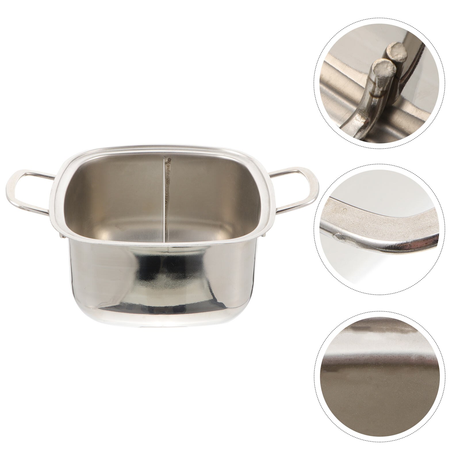 1Pcs Practical Pot Stainless Steel Kitchen Pot Little Pot Multifunctional Pot without Lid for Restaurant A50