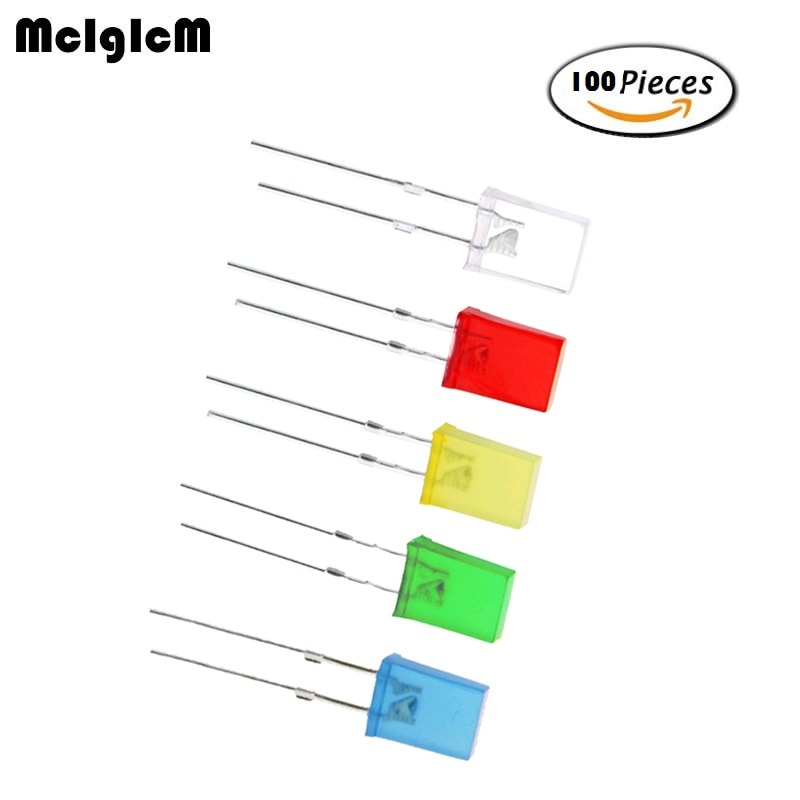 MCIGICM 100 pcs Rood licht-emitterende diodes Rood turn Rood wit blauw groen geel 2*5*7 vierkante led