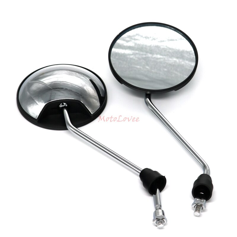 Motolovee Universal Clockwise 8mm Round Motorcycle Rearview Mirrors 360 Degree Convex Moped Scooter Motorbike Side Mirror: Silver