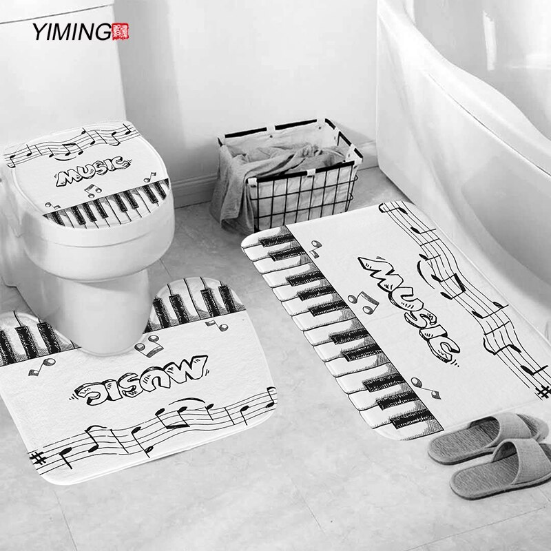 YIMING 3pcs Bath Mat Set Simple Northern European-Style Chandelier Printed Bathroom Anti-Slip Carpet Home Decoration Bath Mat: J