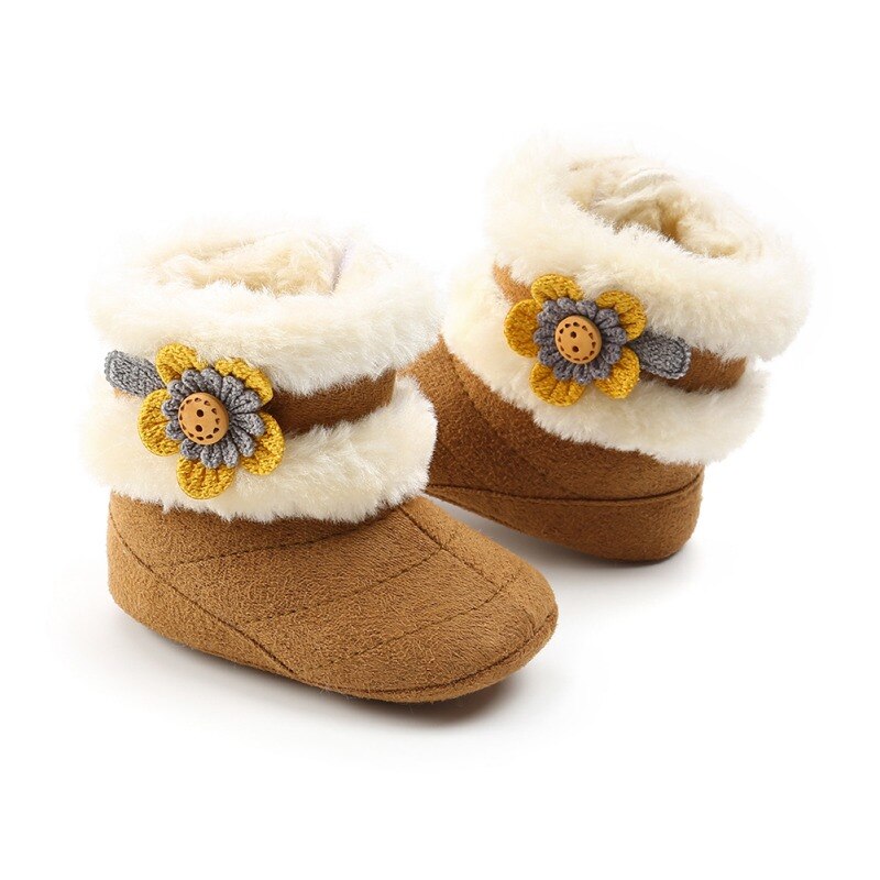 Bottes bébé fille belles fleurs Plus velours fond doux bébé bambin bottes doux en peluche bébé bottes chaussures