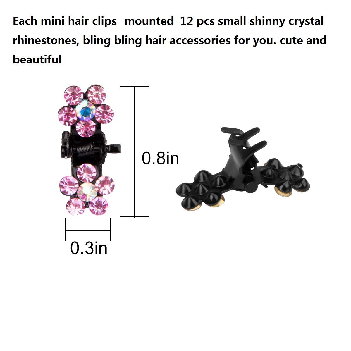 90 Pcs Baby Meisjes Haar Klauw Clips Crystal Rhinestones Tiny Haar Clip Gekleurde Bloem Haar Bang Pin voor kids Vrouwen haar Accessoires