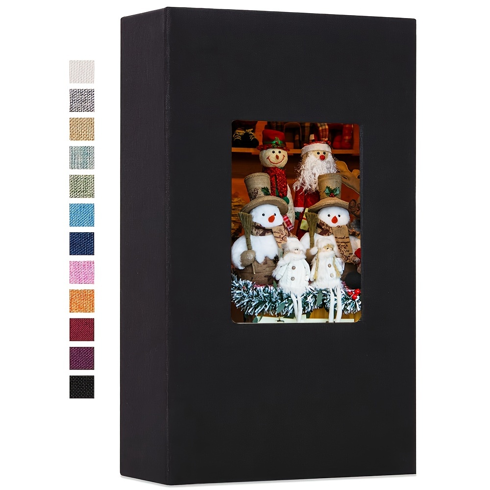 Fotoalbum med 300 lommer, fotobøker med 4 x 6 bilder, bildealbum med innstikk, bryllup, familie, jubileum, fotooppbevaring, jul: Svart