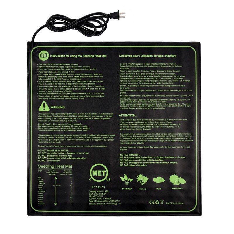 IP67 Waterproof Fish Tank Heat Mat Turtle Snake Lizard Frog Spider Plant Constant Temperature Heat Pad Electric Mat 1pcs: US