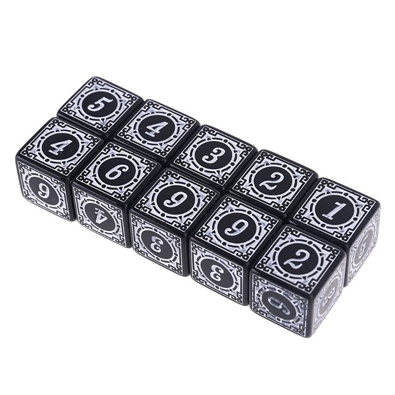 10pcs Acrylic D6 Carved Pattern Dice 6-sides Accessories Polyhedron Colorful DND Dice Digital Game Dice: WT