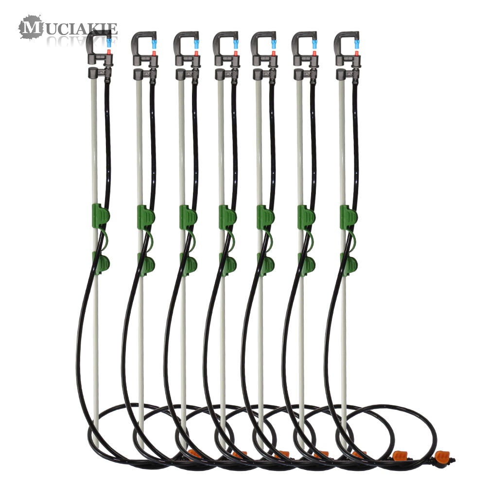 MUCIAKIE-boquilla de refracción de 80LPH, conjunto de Micro aspersor de estaca de 50cm con tubo de estaca de cabeza, Estaca de fibra de vidrio, 10 Uds.