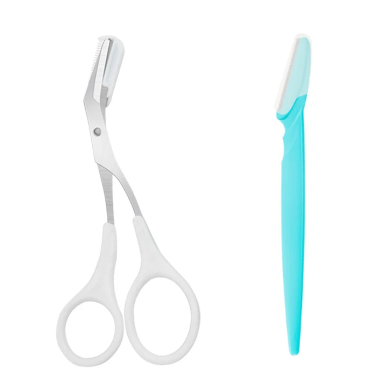 Eyebrow Trimmer Scissor Beauty Products for Women Eyebrow Scissors with Comb Stainless Steel Makeup Tools Beauty Scissors: Brushed Slate