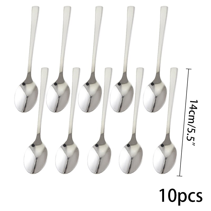 14cm Small Coffee Spoon Stainless Steel Teaspoon Sugar Spoons Mini TeaSpoonMixing Honey Straw Tea Spoon Xmas Restaurant Bar Cutl: 10 pcs