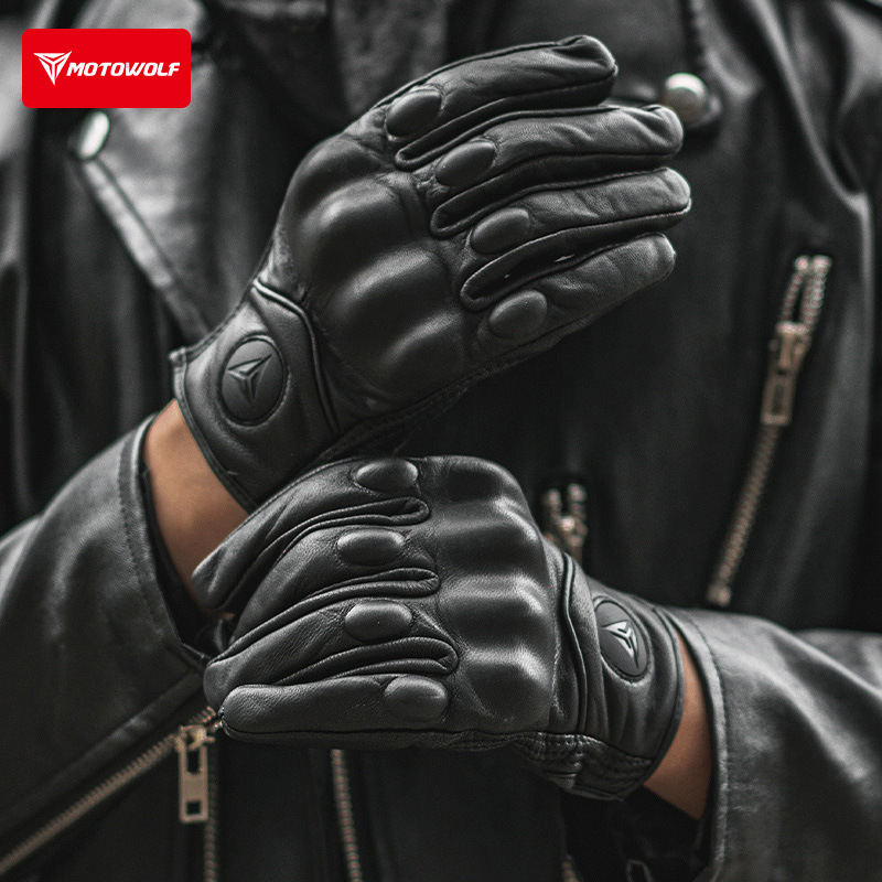 Retro Leather Motorcycle Gloves Vintage Men Women Moto Cycling Winter Gloves Touch Screen Motorbike Motorcross ATV Motor Guantes