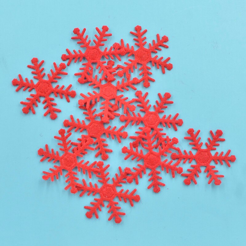100 stk 25mm nonwoven filt stof snefnug applikationer til bryllup/fest/jule indretning træ ornament patches gør-det-selv tilbehør  s85: Rød