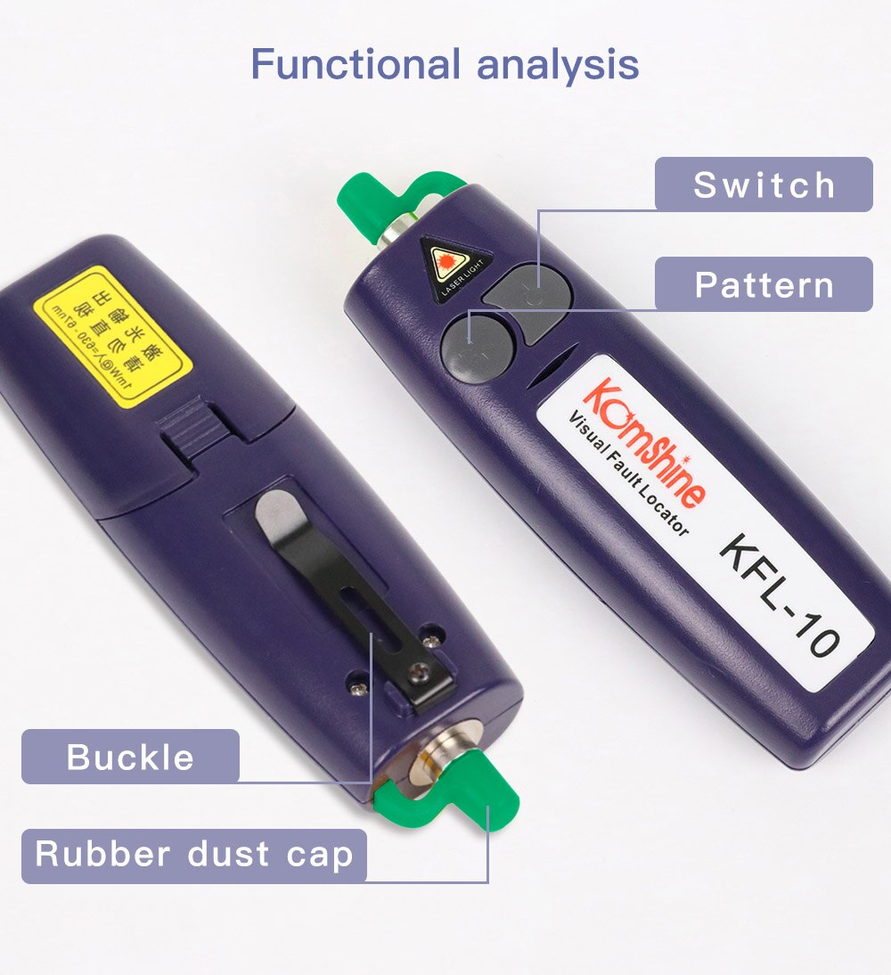 10mw Mini Handheld VFL Optical Fiber Cable Tester fibra optica FTTH Break Checker 12Km Range 650+10nm Visual Fault Locator